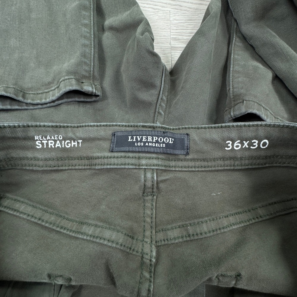 Liverpool Mens Pants Relaxed Straight Pistachio Green 36x30 Stretch Twill Casual - Picture 6 of 9